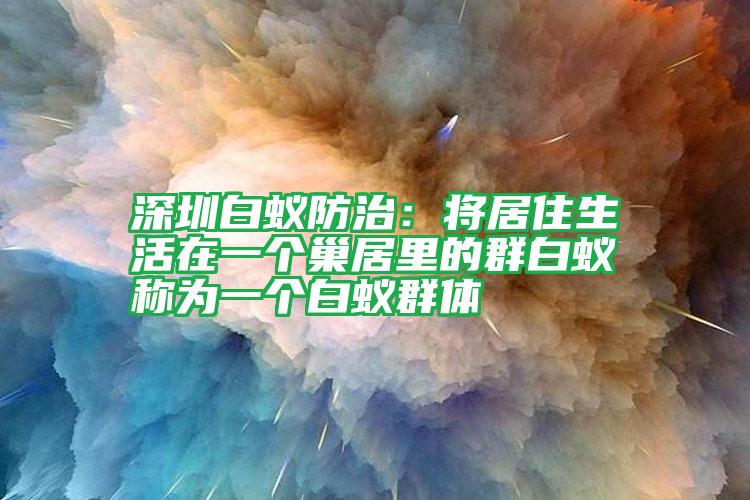 深圳白蟻防治:將居住生活在一個(gè)巢居里的群白蟻稱為一個(gè)白蟻群體