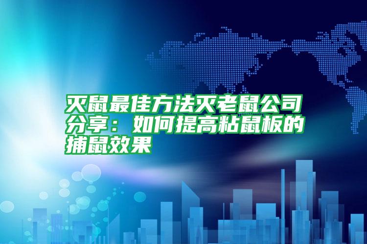 滅鼠最佳方法滅老鼠公司分享:如何提高粘鼠板的捕鼠效果